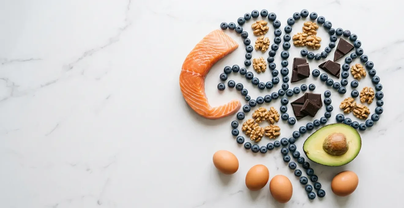 Professional brain foods arranged for peak cognitive performance and mental focus