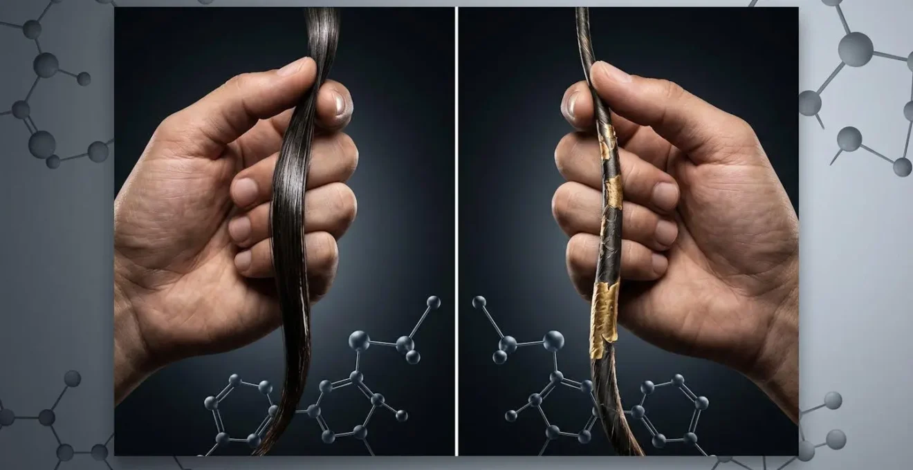 Split screen showing keratin treatment application versus argan oil application on men's hair