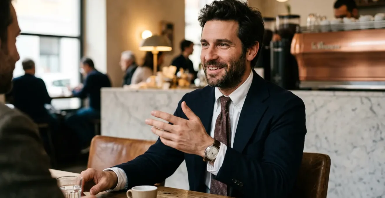 Man embodying sprezzatura with subtle elegance and studied carelessness