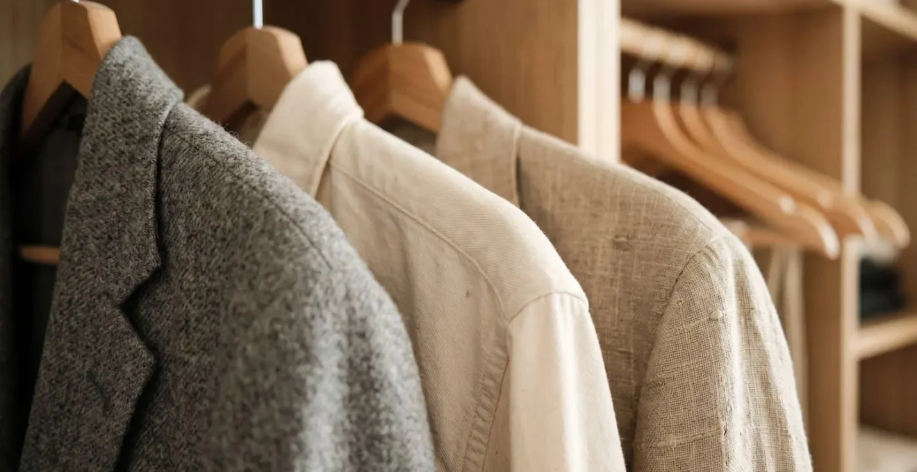 Beautifully organized minimalist closet with capsule wardrobe pieces