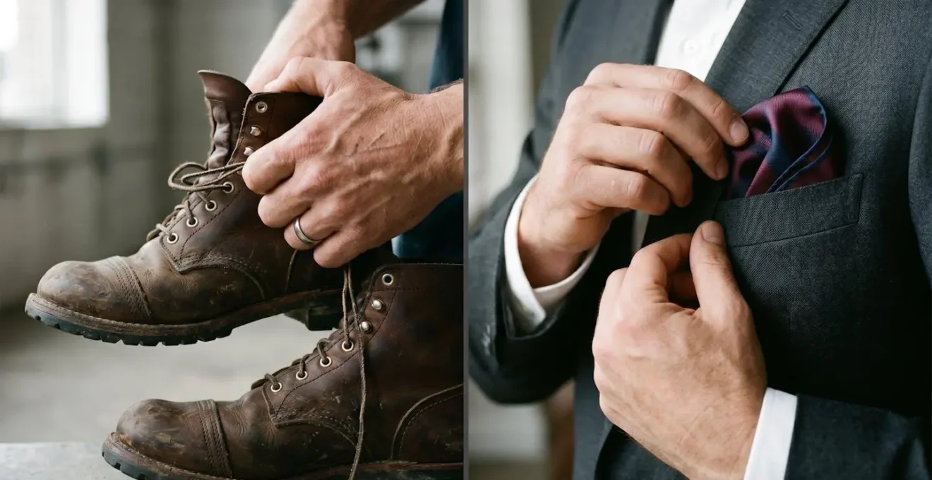 Contemporary man blending classic and modern style elements with confidence