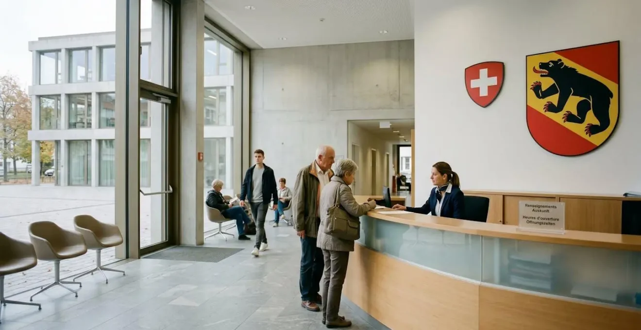 Swiss cantonal compensation office (Ausgleichskasse) building exterior showing official administrative environment
